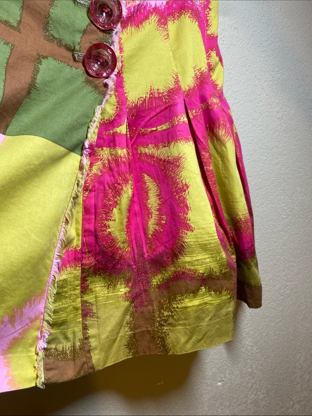 Abstract Print Circle Skirt in Yellow, Pink & Green - Picture 4 of 5